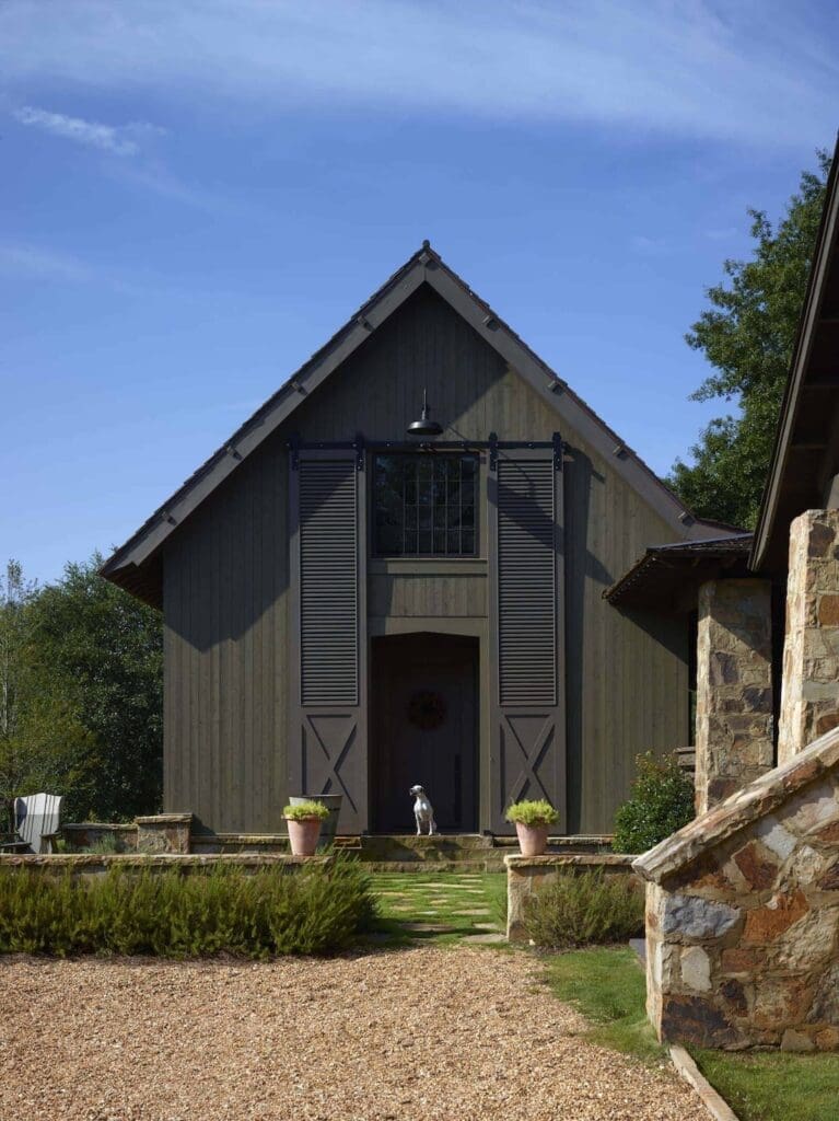 Dark green barn