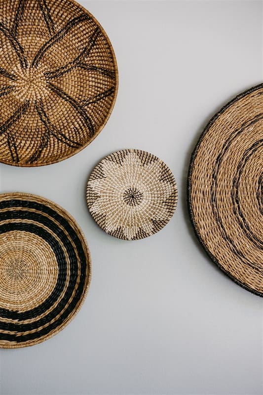 Basket art on walls