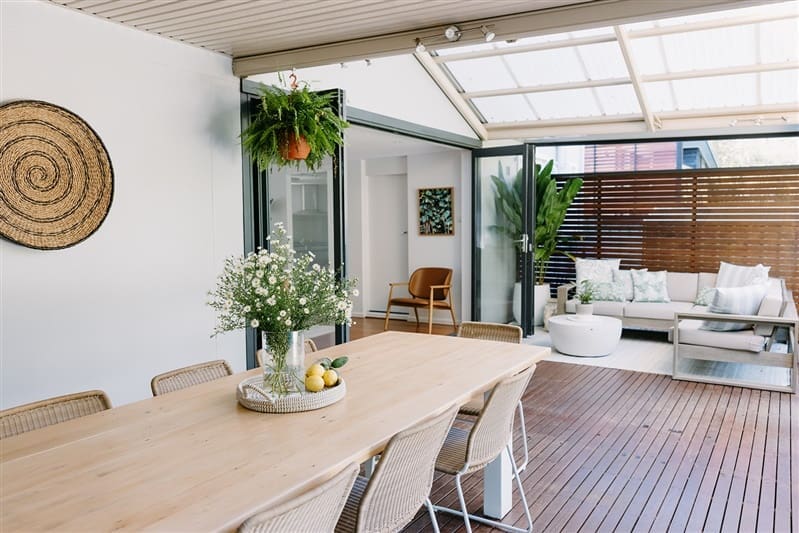 Outdoor dining and lounge areas