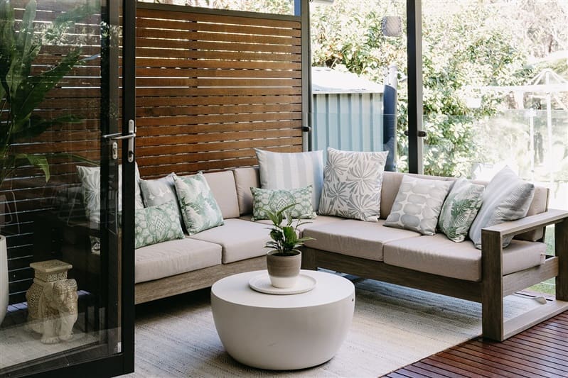 Outdoor seating area with outdoor sofa