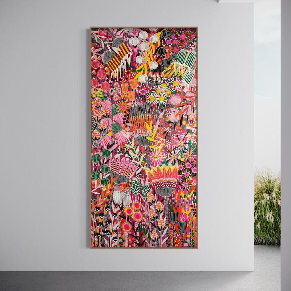 Tall colourful botanical artwork from B Twomey