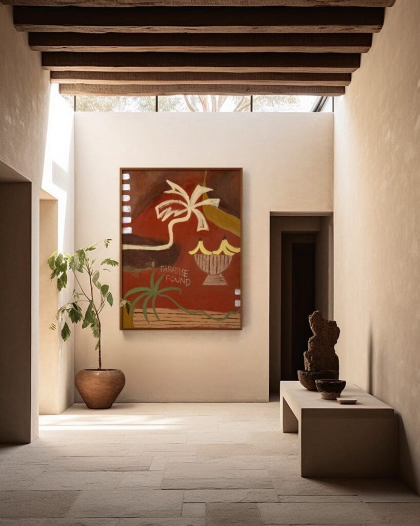 Boho style art in terracotta colour palette by Britney Turner