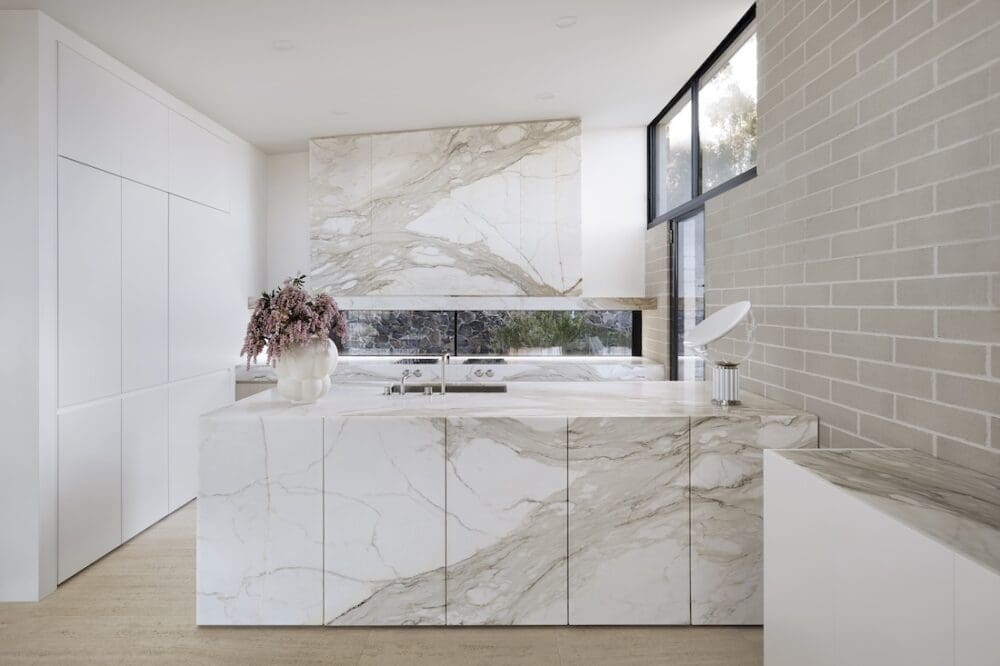 Callacatta Oro marble kitchen in luxury home