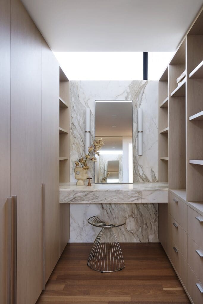 Marble vanity in luxury dressing room