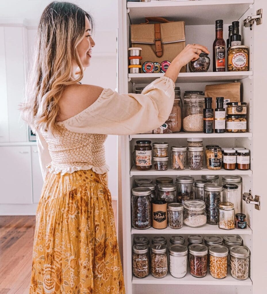 Pantry organisation using glass jars