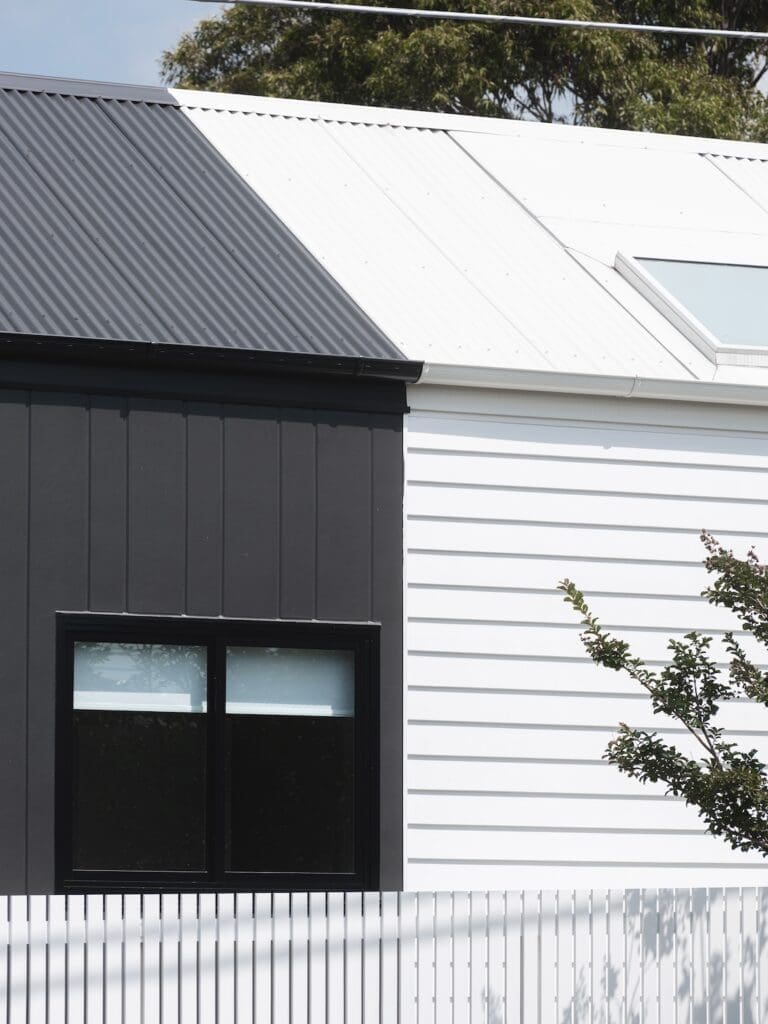 Contrasting exterior of home using linea oblique matrix cladding