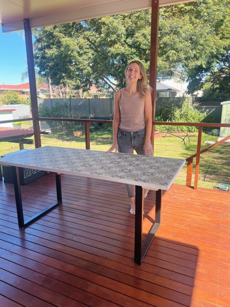 Gina with tiled table