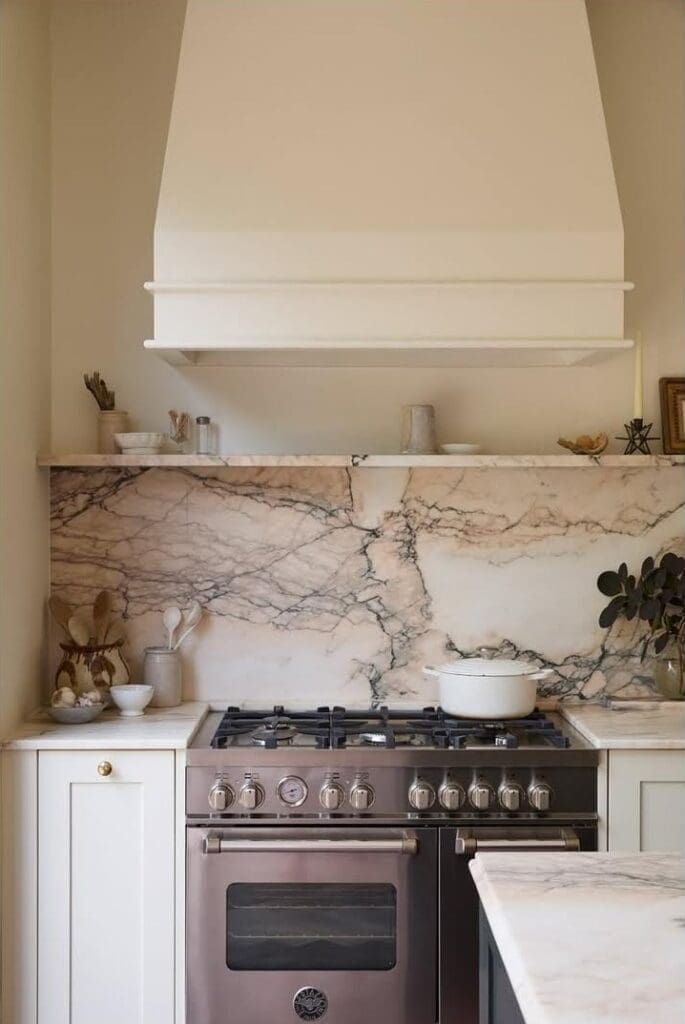 Marble kitchen renovation oven and rangehood