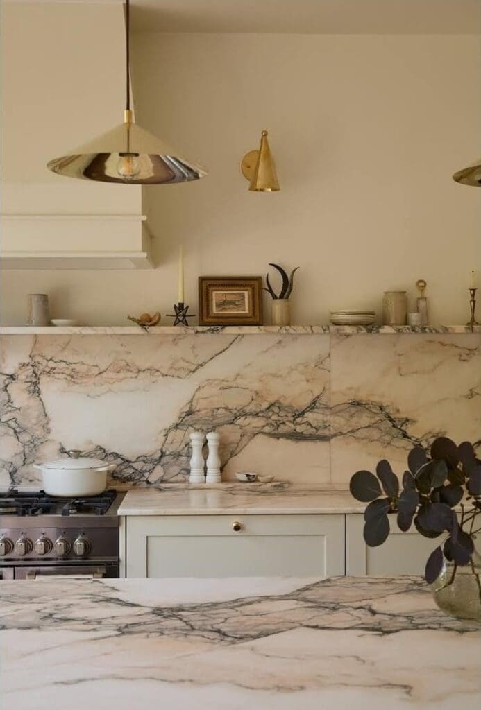 Marble kitchen renovation marble backsplash and styling