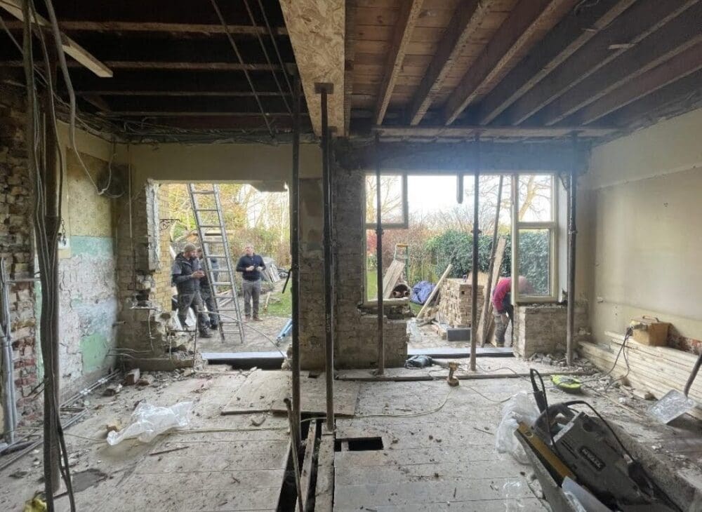 Marble kitchen renovation two rooms becoming 1 large open plan