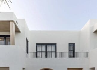 Luxurious simplicity: Contemporary Australian meets Mediterranean style Front door and entry of The Stables Burraneer House