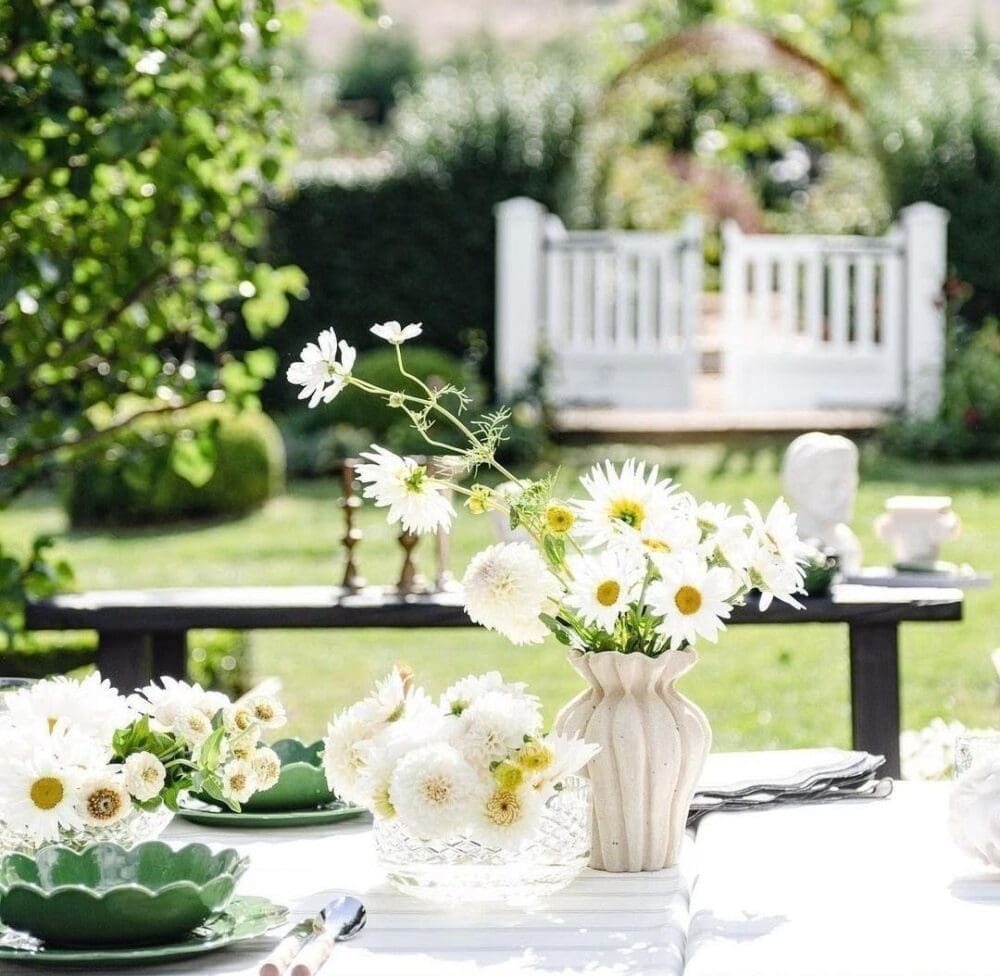 Lotus Vase styled on outdoor table by Elena Strohfeldt