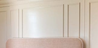 Bedroom textile design trends for 2026 Heatherly Design, Louis in Amalfi soft peach