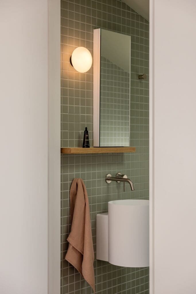 Peeking into green bathroom