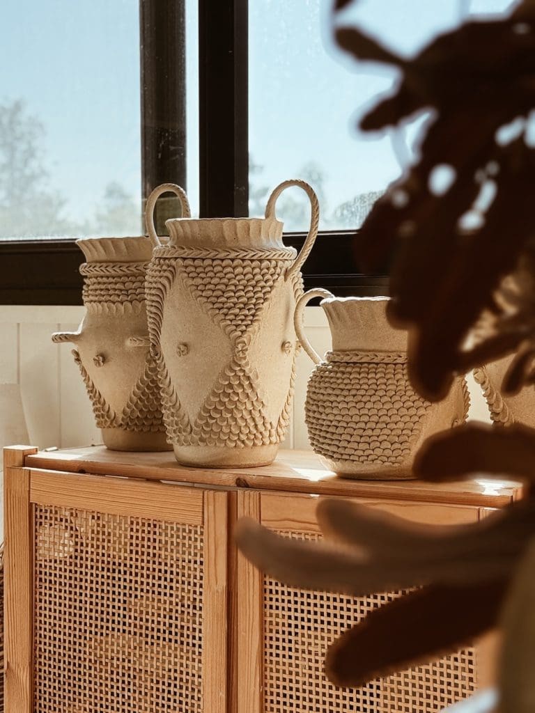 Trio of vases with handles from Clayhead Ceramics
