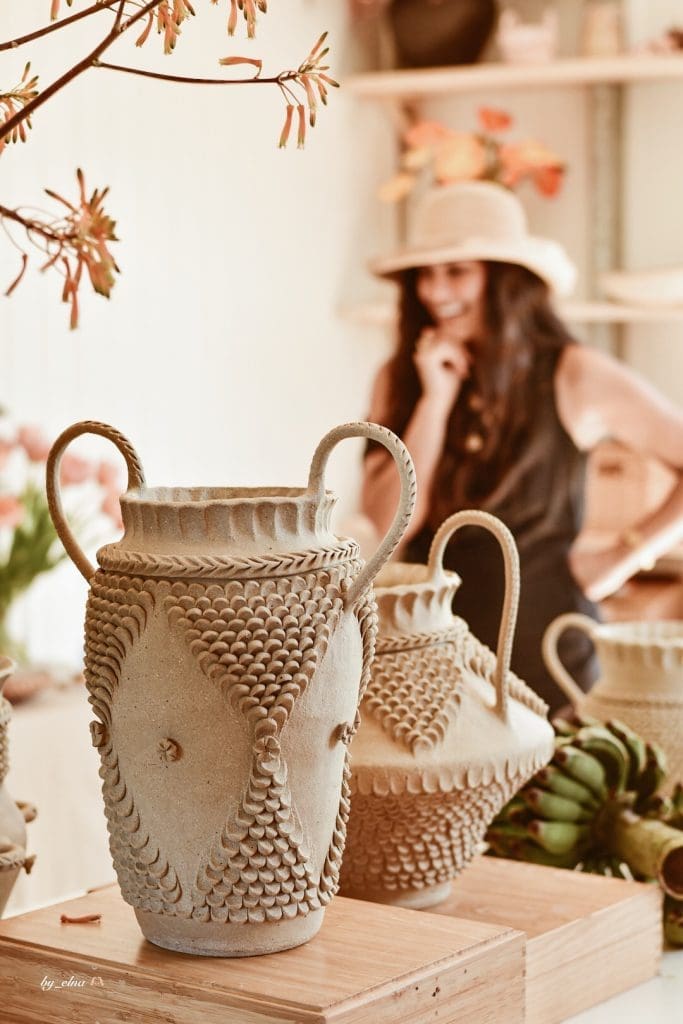 Clayhead Ceramics unglazed vase with handles