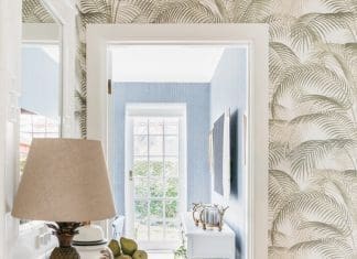 A layered, soulful sanctuary which embraces pattern and colour Wallpaper in entryway to home Patterned Sanctuary by The Stylesmiths