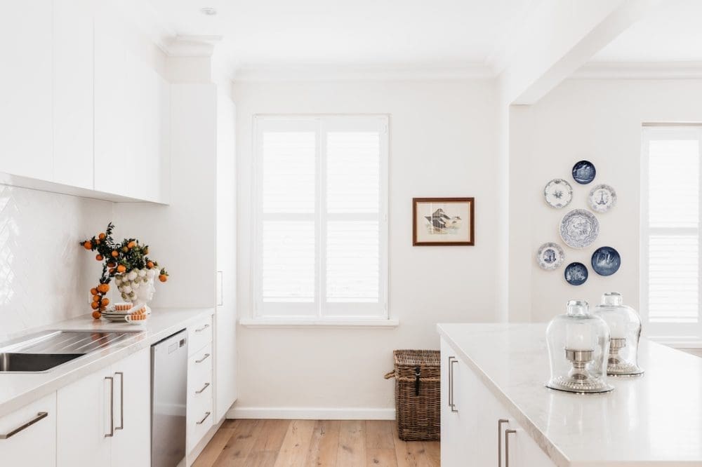 White kitchen at Patterned Sanctuary by The Stylesmiths