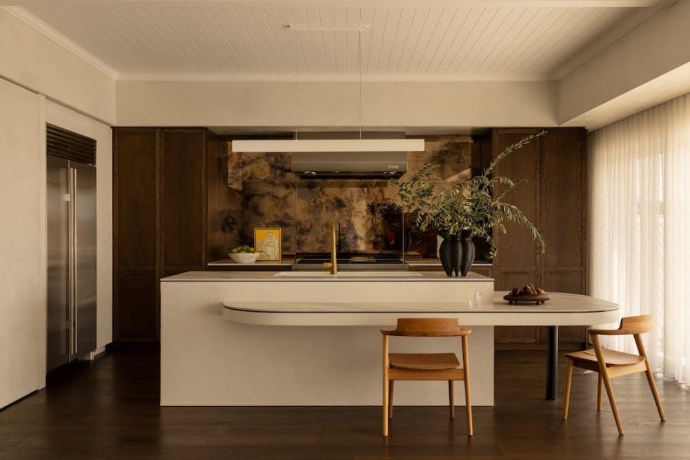 Kitchen island bench in Coastal Alchemy by The Stylesmiths