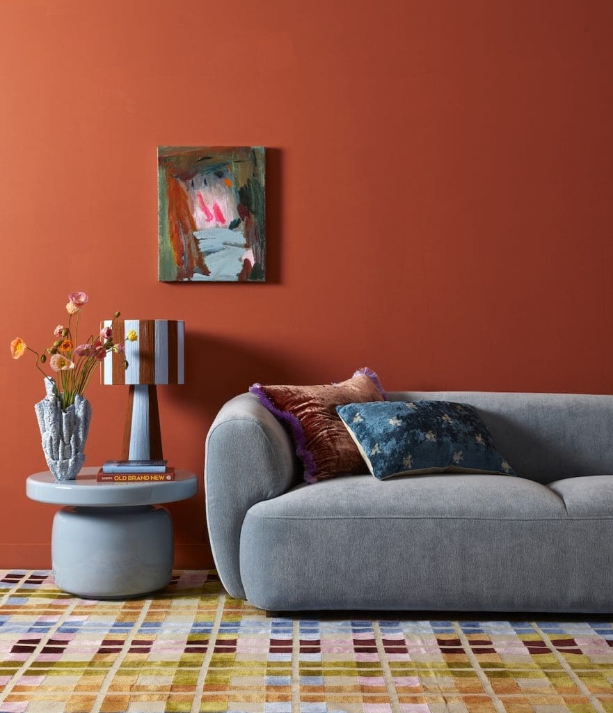 Light blue and burnt orange colour combo in interiors