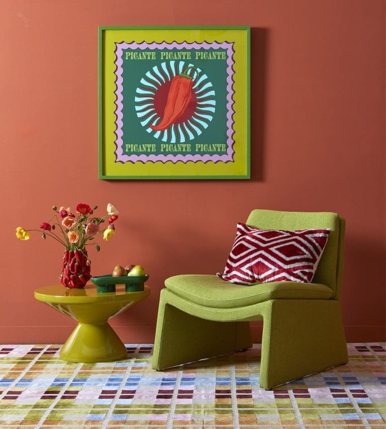 Burnt clay living room wall