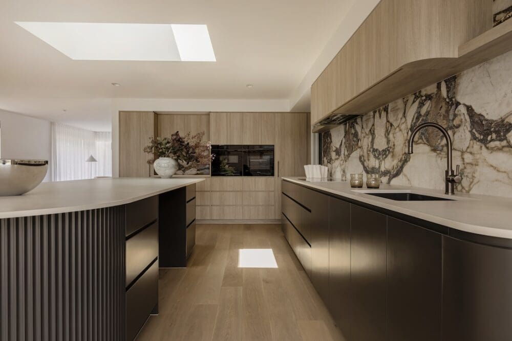 Galley style kitchen at Deakin Home